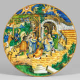 Große Majolika-Schauplatte mit Anbetung der Heiligen drei - фото 1