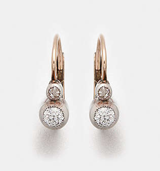 Paar russische Jugendstil-Diamantohrringe - Foto 1