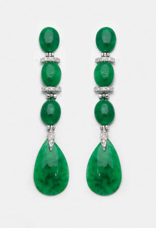 Paar elegante Imperial Jade-Diamantohrgehänge - фото 1