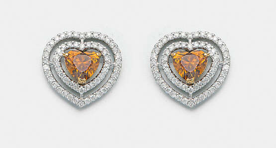 Paar hochfeine Natural Fancy-Deep-Orange-Diamantohrringe - Foto 1