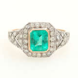 Eleganter Damenring mit Smaragd + Diamanten, - фото 1