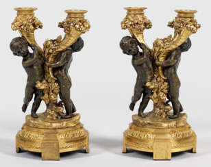 Paar skulpturale Louis XVI-Girandolen