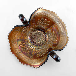 Serving plate &quot;Pond Lilly&quot;. USA, Fenton, carnival glass, handmade, 1907-1920