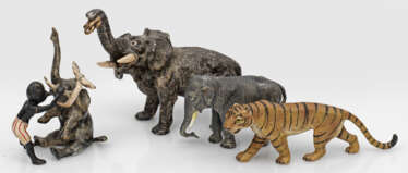 Vier Wiener Bronzen mit exotischen Tieren
