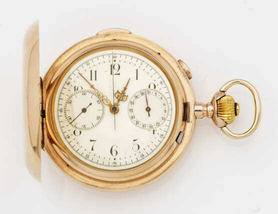 Gold-Savonette-Taschenuhr-Chronograph mit Viertel-Repetition - Foto 1