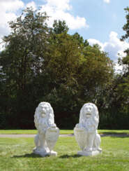 Paar monumentale Portallöwen aus der Villa "Haus Löwenruhe"