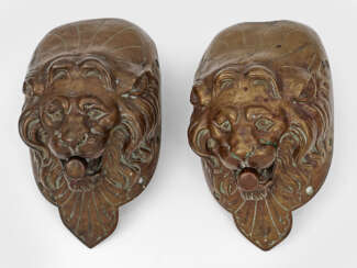 Paar Jugendstil-Türklopfer mit Löwenkopf