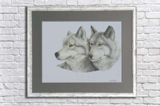 Design Painting “Wolves”, Paper, Pencil, Realist, Animalistic, 2018 - photo 1