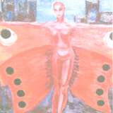 Design Gemälde „ROTER SCHMETTERLING. VERKAUFT.“, Leinwand, Ölfarbe, Surrealismus, Mythologisches, 1985 - Foto 1
