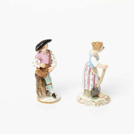 MEISSEN 2 Miniaturfiguren, "Schäfer" und "Mädchen als Gärtnerin", 1870-1923. 1. Wahl. - photo 4