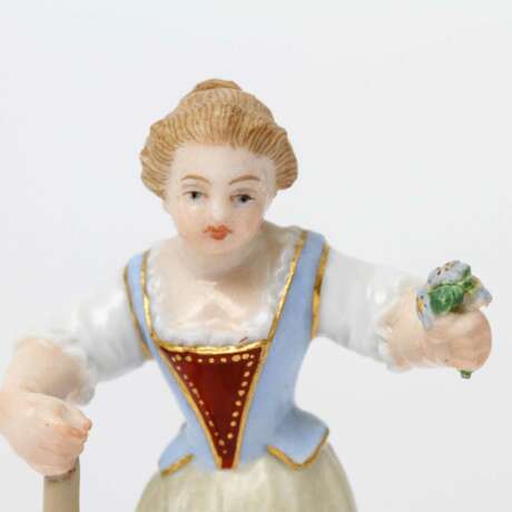 MEISSEN 2 Miniaturfiguren, "Schäfer" und "Mädchen als Gärtnerin", 1870-1923. 1. Wahl. - фото 5