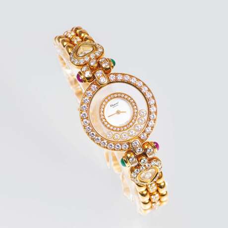 Chopard. Gold Damen-Armbanduhr 'Happy Diamonds' mit reichem Brillant-Besatz - Foto 1