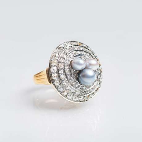 Art-déco Diamant-Ring mit Perlen - фото 1