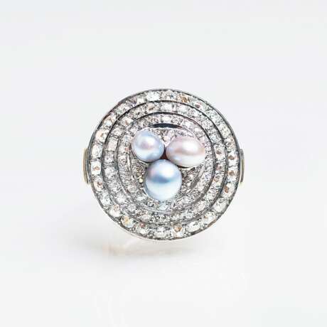 Art-déco Diamant-Ring mit Perlen - фото 2