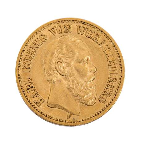 Württemberg/GOLD - 20 Mark 1873 F König Karl, - Foto 1