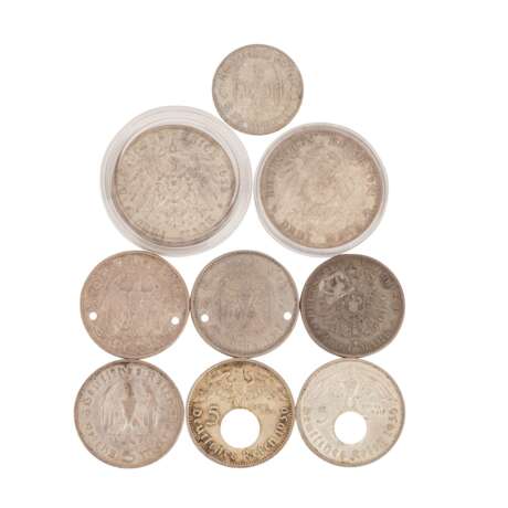 Deutsches Reich - Konvolut von 9 Silbermünzen, - photo 2