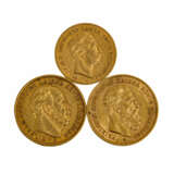 Preussen/GOLD - Konvolut 2 x 20 Mark und 1 x 10 Mark. - Foto 1