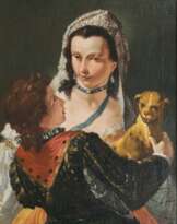 Dame mit Page und Hund