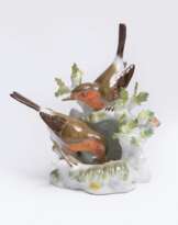 Rotkehlchengruppe mit Nest