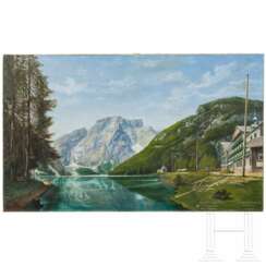 Gemälde Schweizer Bergsee, signiert "Angerosa 1909"