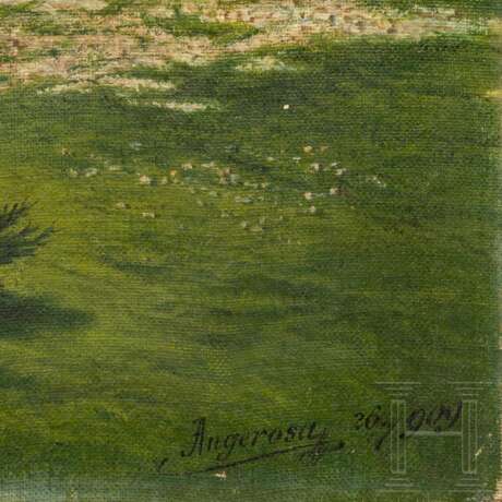 Gemälde Schweizer Bergsee, signiert "Angerosa 1909" - Foto 3