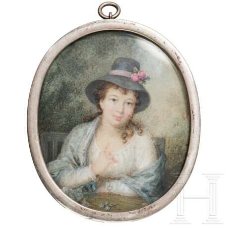 Miniatur einer jungen Dame, mit Silberrahmen, England, um 1800 - Foto 1