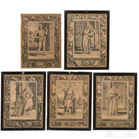 Kleine Sammlung von fünf Kupferstichen mit Schwerpunkt Grafen von Holland, Spilman, um 1750 - Foto 1