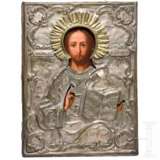 Ikone des Christus Pantokrator mit Silber-Oklad - photo 1
