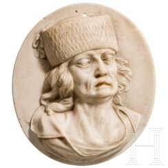 Relief mit Portrait des Jean-Paul Marat (*1743 Boudry; †1793 Paris) im klassizistischen Stil