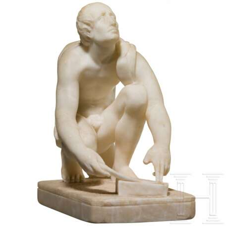 Alabaster-Skulptur des "Arrotino" als Klingenschleifer, Italien, 19. Jahrhundert - photo 2