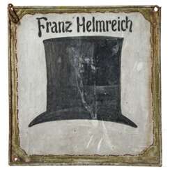 Ladenschild eines Hutmachers, deutsch, datiert 1877
