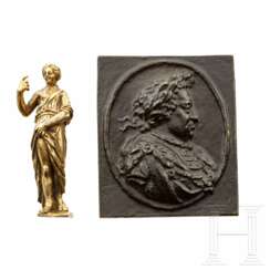 Bronzeplakette und Figur, deutsch, 17. Jahrhundert