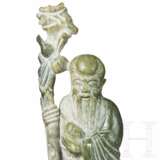 Figur des Gottes Shoulao in hellgrünem Nephrit, 20. Jahrhundert - фото 3