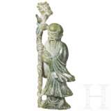 Figur des Gottes Shoulao in hellgrünem Nephrit, 20. Jahrhundert - photo 5