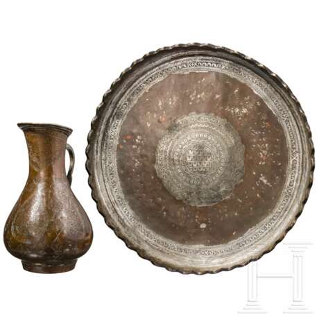 Gravierter Wasserkrug und Tablett, Afghanistan, 19. Jahrhundert - Foto 3