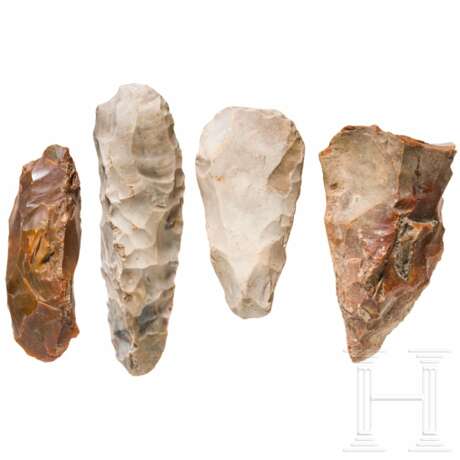Vier Steinartefakte aus Flint, Mitteleuropa, Paläolithikum - Foto 2