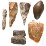 Sechs steinzeitliche Werkzeuge, Mitteleuropa, Paläolithikum - Foto 2