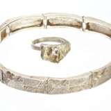 Ring/Armband: interessantes vintage Silberarmband aus Sterlingsilber mit passendem Ring, seltener Designerschmuck von Lapponia, ca.1980 - Foto 1