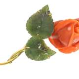 Brosche: besonders schöne und einzigartige vintage Rosenbrosche, Handarbeit, 18K Gold - Foto 1