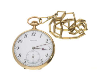 Taschenuhr: hochfeine Movado Frackuhr, um 1910, mit dazugehöriger Uhrenkette