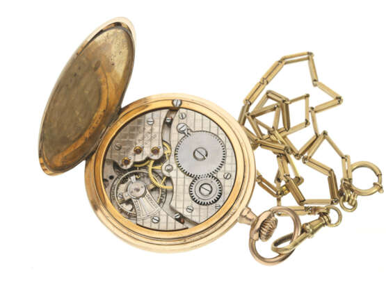 Taschenuhr: hochfeine Movado Frackuhr, um 1910, mit dazugehöriger Uhrenkette - photo 2