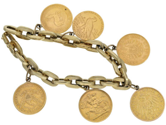 Armband: goldenes Münzarmband mit unterschiedlichen Goldmünzen, vintage Handarbeit - Foto 1