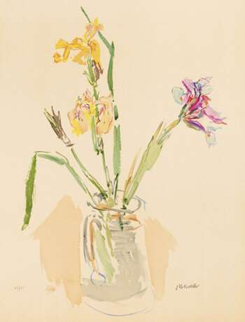 Kokoschka, Oskar. Gelbe und violette Iris - Foto 1