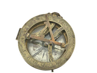 Sonnenuhr: englische Horizontal-Reise-Sonnenuhr mit Kompass, signiert C. Blunt London, vermutlich um 1800