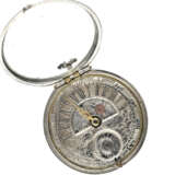 Taschenuhr: äußerst seltene Spindeluhr mit Tag/Nacht-Anzeige, retrograder Stundenanzeige und früher, kleiner Sekunde, bedeutender Uhrmacher: Richard Baker London, um 1690 - photo 4