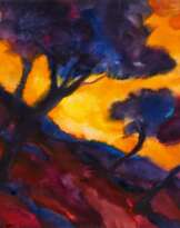 Landschaft mit Bäumen in der Abendsonne