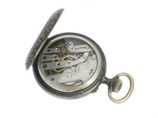 Taschenuhr: seltene, dekorative und ungewöhnliche astronomische Taschenuhr mit Stahlgehäuse, ca. 1890 - photo 2