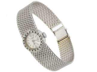 Armbanduhr: schwere vintage Damenuhr, Marke Le Monde aus 18K Weißgold, Diamantbesatz