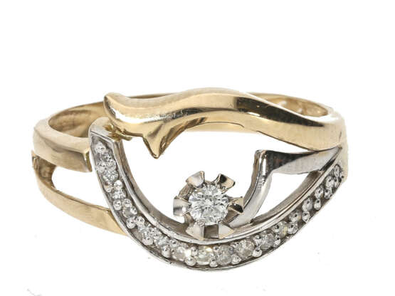 Ring: dekorativer vintage Bicolor Diamantring, 14K Gold - photo 1