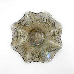 Сервировочная тарелка "Lustre Rose". США, Imperial, карнавальное стекло, ручная работа, 1906-1920 гг